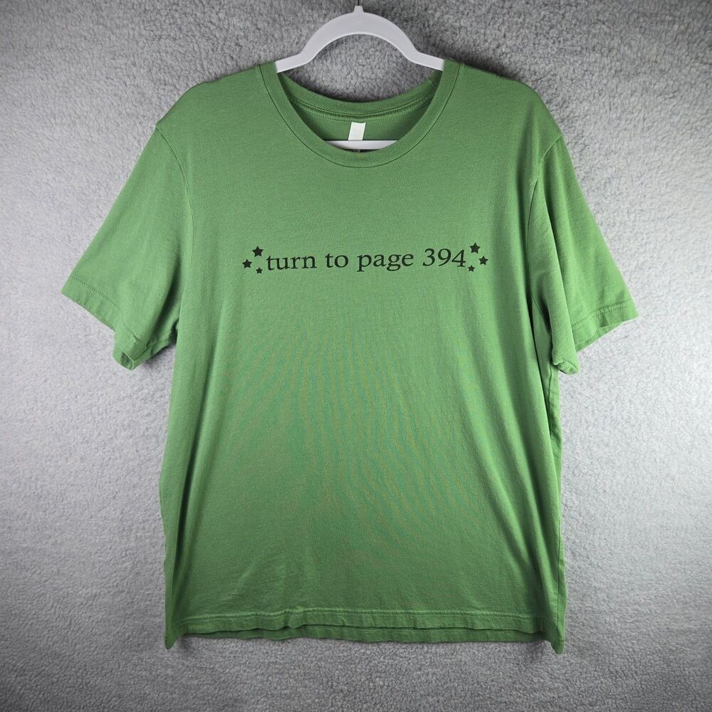 Turn To Page 394 Harry Potter T-Shirt Mens XL Green Crew Neck Short Sleeve